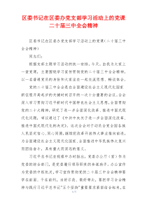 区委书记在区委办党支部学习活动上的党课二十届三中全会精神