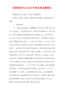 党委党组书记2025年度述责述廉报告