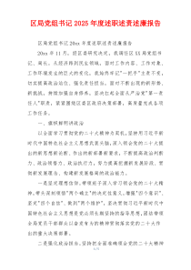 区局党组书记2025年度述职述责述廉报告