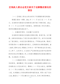 区残疾人联合会党支部关于巡察整改情况的报告