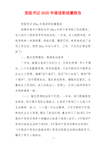 党组书记2025年度述职述廉报告
