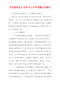 区纪委党总支2025年上半年党建工作情况