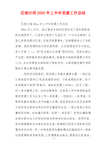 区统计局2025年上半年党建工作总结