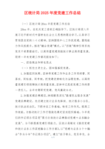 区统计局2025年度党建工作总结
