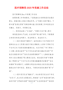 医疗保障局2025年党建工作总结