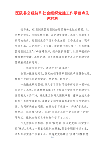 医院非公经济和社会组织党建工作示范点先进材料