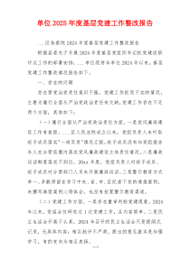 单位2025年度基层党建工作整改报告