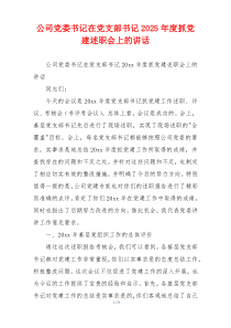 公司党委书记在党支部书记2025年度抓党建述职会上的讲话