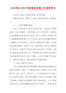 公安局长2025年抓基层党建工作述职报告