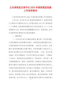 公安系统党支部书记2025年度抓基层党建工作述职报告