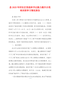 县2025年村社区党组织书记能力提升示范培训班学习情况报告