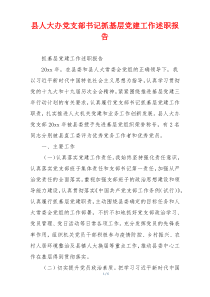 县人大办党支部书记抓基层党建工作述职报告