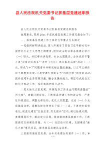 县人民法院机关党委书记抓基层党建述职报告