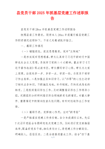 县党员干部2025年抓基层党建工作述职报告