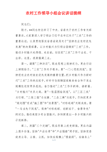 农村工作领导小组会议讲话提纲