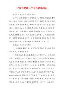 分公司经理三年工作述职报告