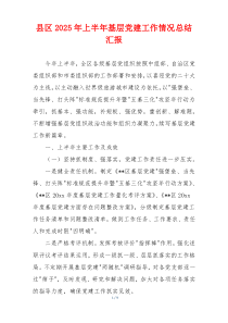 县区2025年上半年基层党建工作情况总结汇报