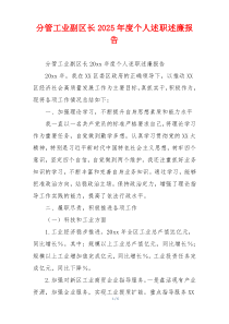 分管工业副区长2025年度个人述职述廉报告