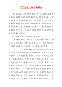 县区党建工作经验总结