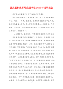 县发展和改革局党组书记202X年述职报告