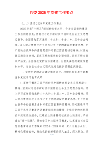 县委2025年党建工作要点