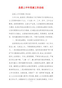 县委上半年党建工作总结