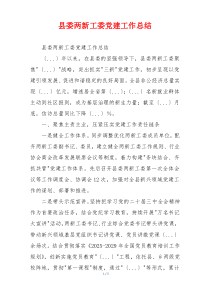 县委两新工委党建工作总结