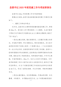 县委书记2025年抓党建工作专项述职报告