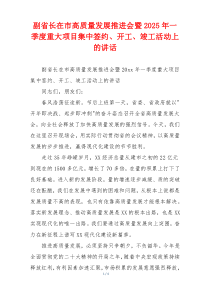 副省长在市高质量发展推进会暨2025年一季度重大项目集中签约、开工、竣工活动上的讲话