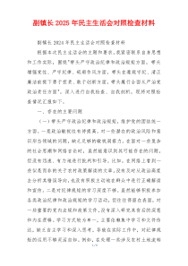 副镇长2025年民主生活会对照检查材料