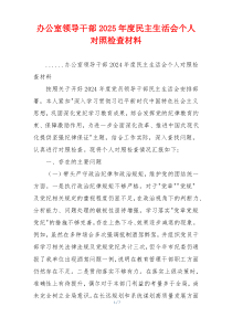 办公室领导干部2025年度民主生活会个人对照检查材料