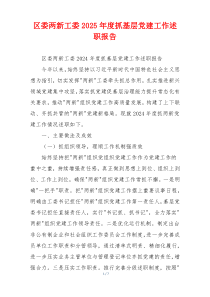 区委两新工委2025年度抓基层党建工作述职报告