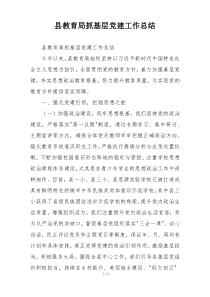 县教育局抓基层党建工作总结