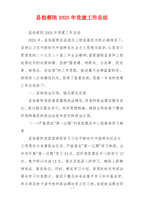 县检察院2025年党建工作总结