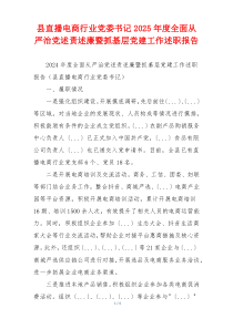 县直播电商行业党委书记2025年度全面从严治党述责述廉暨抓基层党建工作述职报告