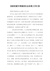 县级党建引领基层社会治理工作汇报