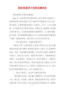 医院党委班子述职述廉报告