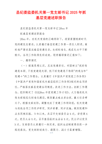 县纪委监委机关第一党支部书记2025年抓基层党建述职报告