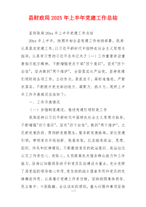县财政局2025年上半年党建工作总结