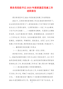 商务局党组书记2025年度抓基层党建工作述职报告