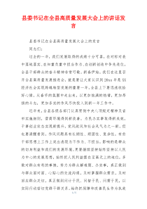 县委书记在全县高质量发展大会上的讲话发言