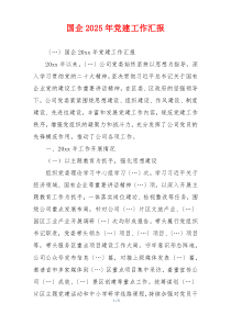 国企2025年党建工作汇报