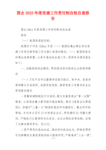 国企2025年度党建工作责任制自检自查报告