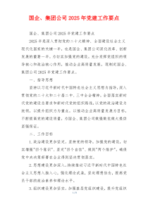 国企、集团公司2025年党建工作要点