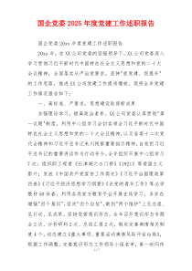 国企党委2025年度党建工作述职报告