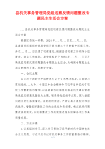 县机关事务管理局党组巡察反馈问题整改专题民主生活会方案