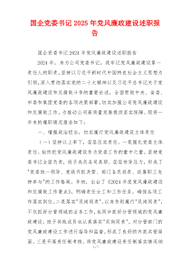国企党委书记2025年党风廉政建设述职报告