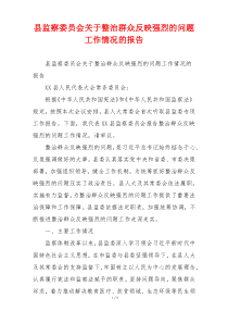 县监察委员会关于整治群众反映强烈的问题工作情况的报告