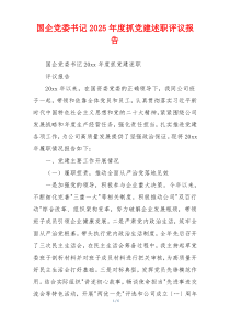 国企党委书记2025年度抓党建述职评议报告