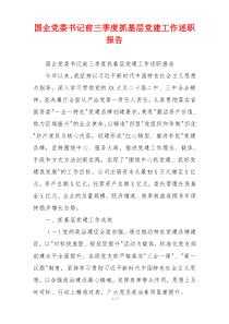 国企党委书记前三季度抓基层党建工作述职报告